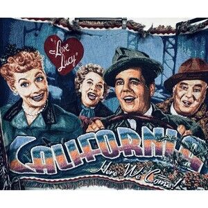 I Love Lucy California Here We Come Woven Tapestry Throw 44” X 58" Lucille Ball